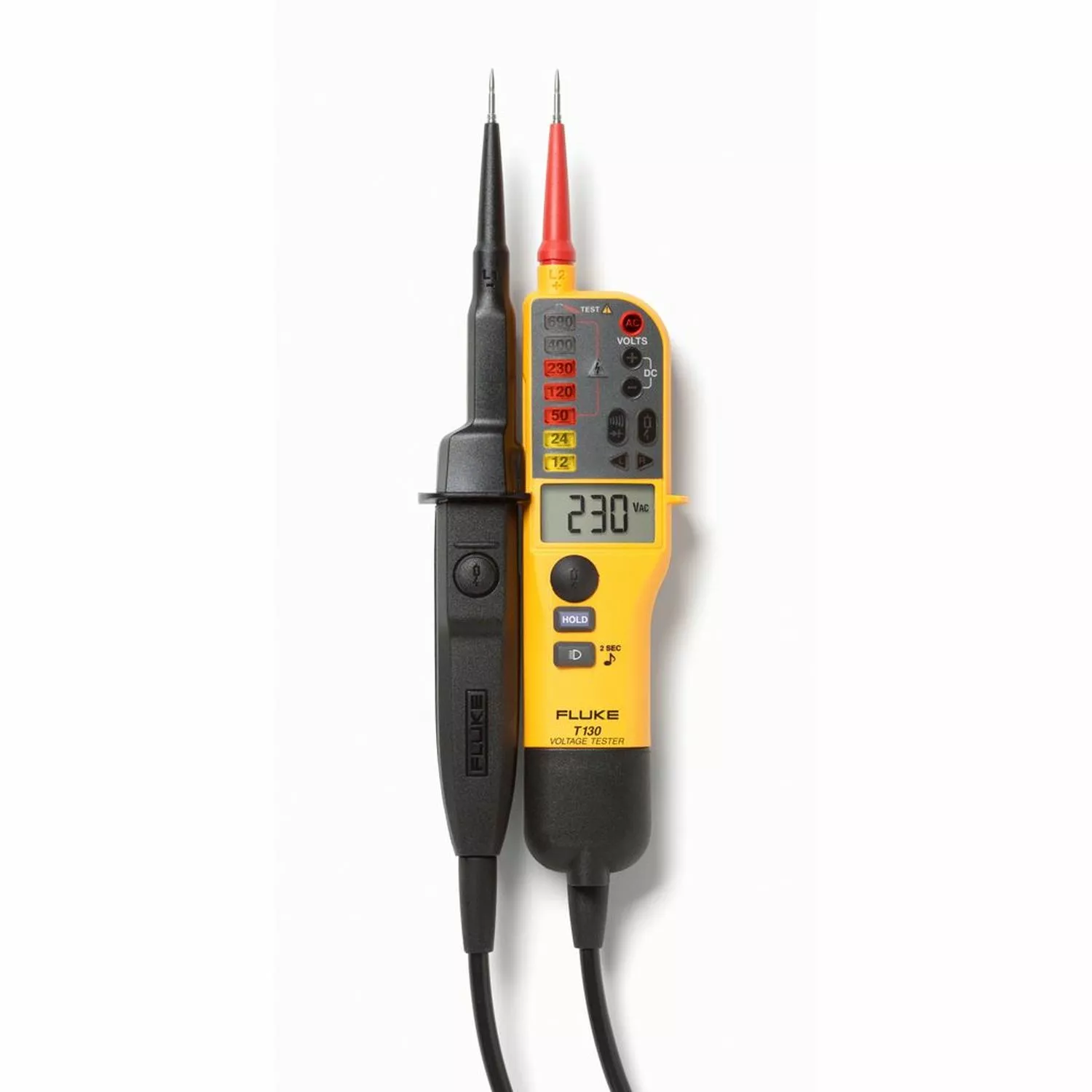 Fluke T130 Tweepolige Spannings- En Doorbeltester Met LCD Scherm - Ohm-meting - Schakelbare Belasting - AC/DC 690V