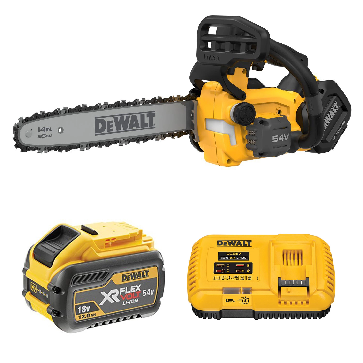 DeWALT DCMCST635X1 54V XR FLEXVOLT Li-Ion Accu Top Handle Kettingzaag Set (1x 9.0Ah) - 35cm