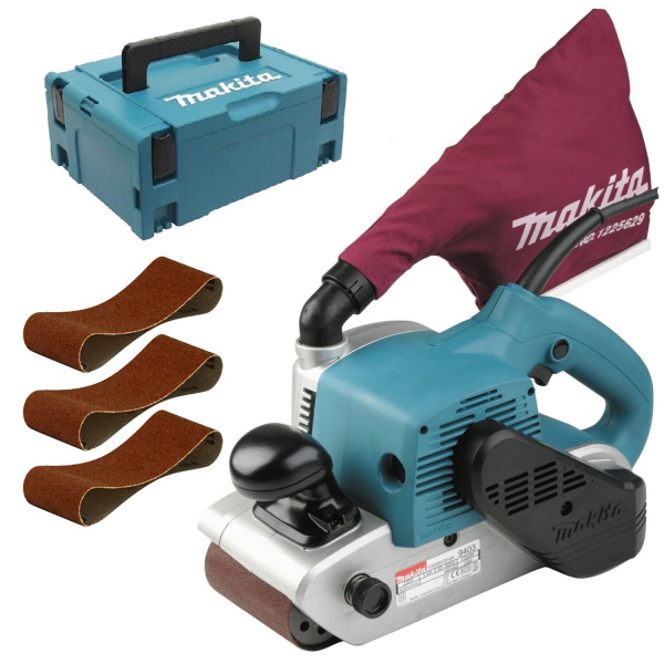 Makita 9403J Bandschuurmachine In Mbox - 1200W - 100 X 610mm Incl. 3-delige Schuurbandenset (K40-K80-K120)