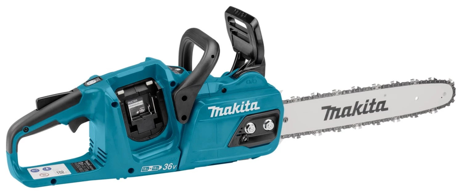 Makita DUC355PT2 36V (2x 18V) Li-Ion accu kettingzaag set (2x 5.0Ah) - 350mm - koolborstelloos