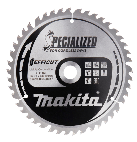 Makita E-11156 Efficut Cirkelzaagblad Hout - 190x20x1,85mm 45T - Default image for the product