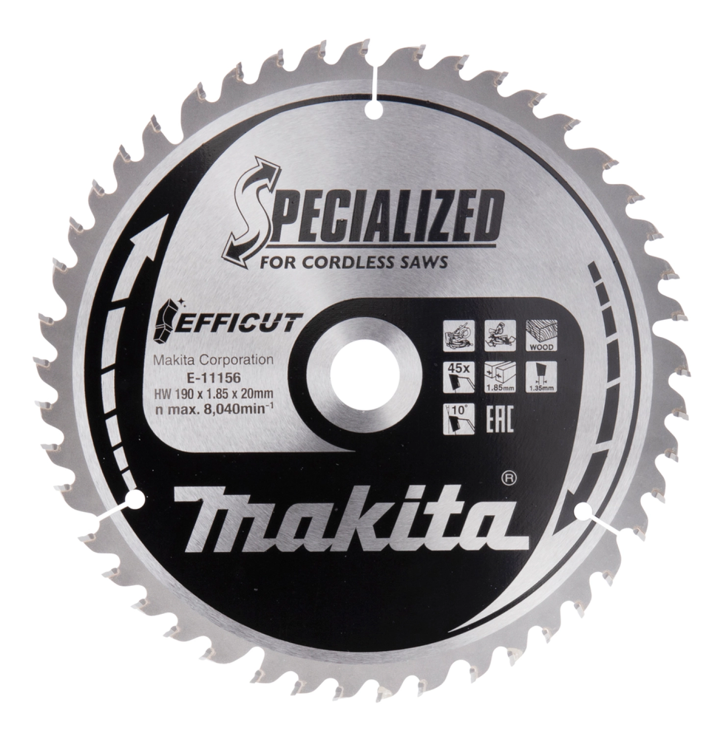 Makita E-11156 Efficut Cirkelzaagblad Hout - 190x20x1,85mm 45T