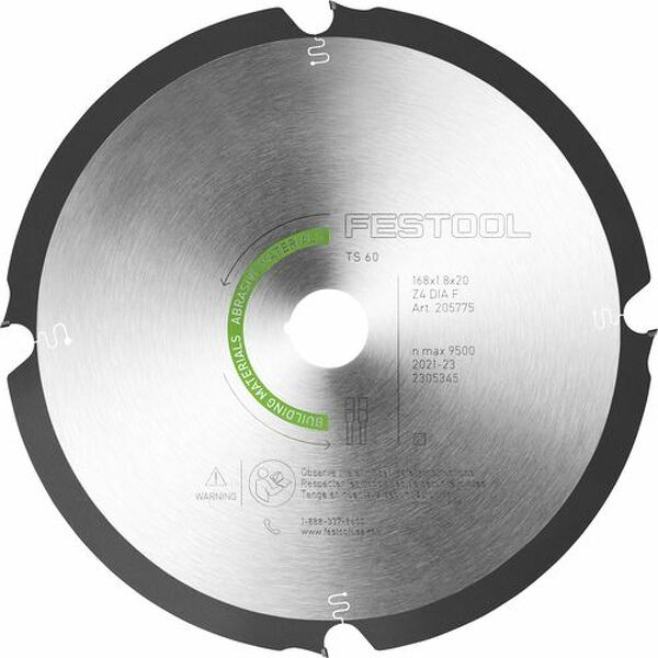 Festool 205769 Diamant-cirkelzaagblad - DIA 168x1,8x20 - 4T - ABRASIVE MATERIALS