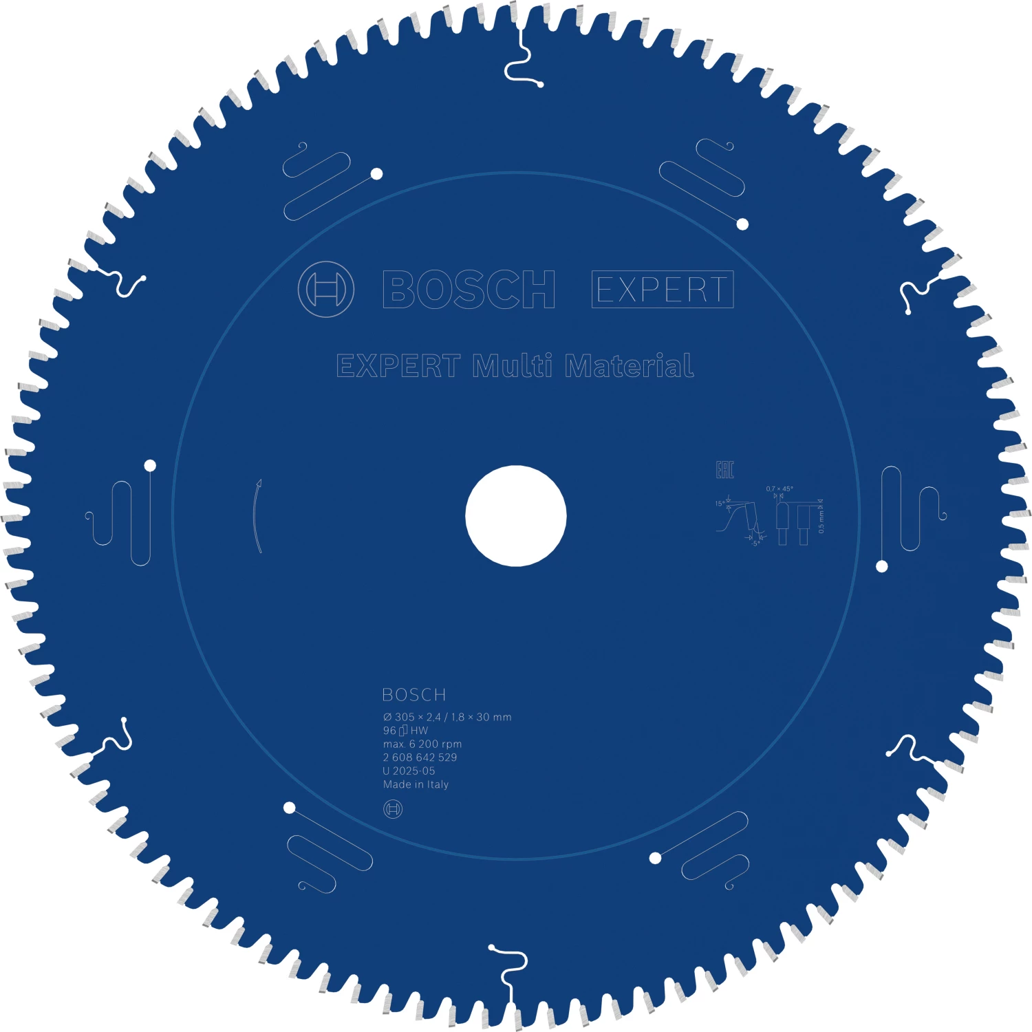 Bosch 2608642529 EXPERT Afkortzaagblad Voor Multi Material - 305 X 30 X 96T afbeelding