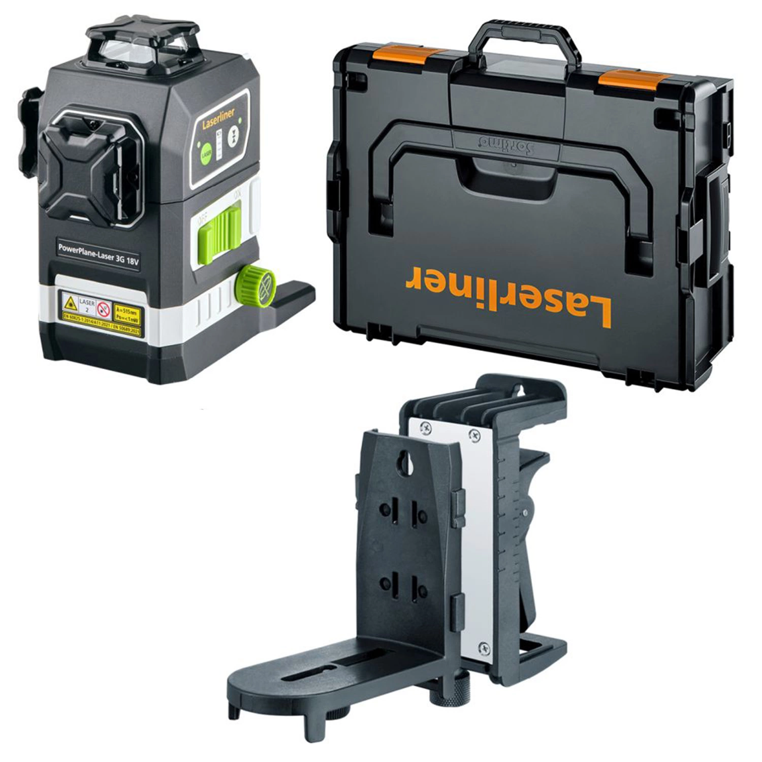 Laserliner PowerPlane-Laser 3G Multi-18V Kruislijnlaser In L-Boxx - 3 Lijnen - Groen - 60m - IP54