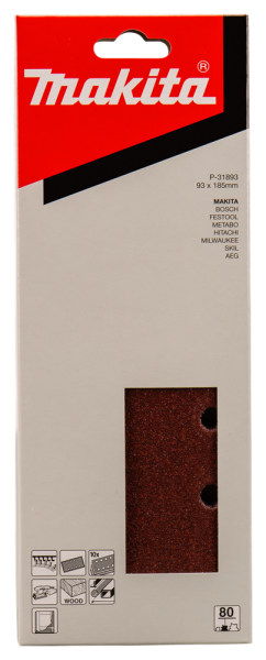 Makita P-31893 Vlak Schuurvel Red - K80 - 93 X 185mm (10st) - Detailed view of the product