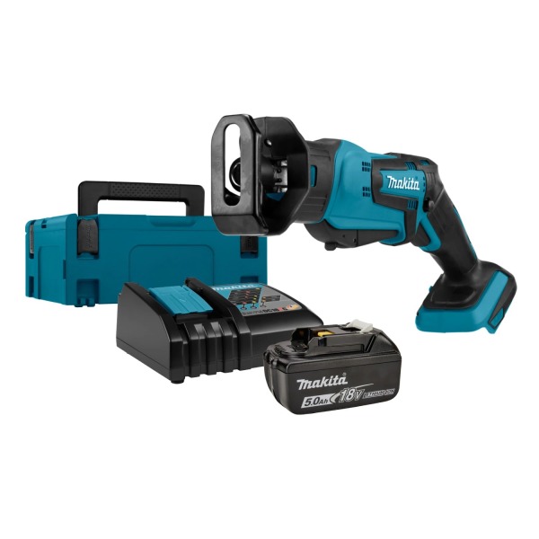 Makita DJR183RT1J 18V Li-Ion Accu Reciprozaag Set (1x 5.0Ah Accu) In Mbox - Snelwissel EAN: 88381818469