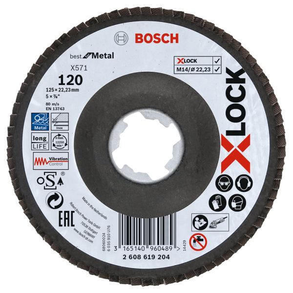 Bosch 2608619204 X-Lock Lamellenschijf Best For Metal - Schuin - Glasvezel - K120 - X571 - 125mm
