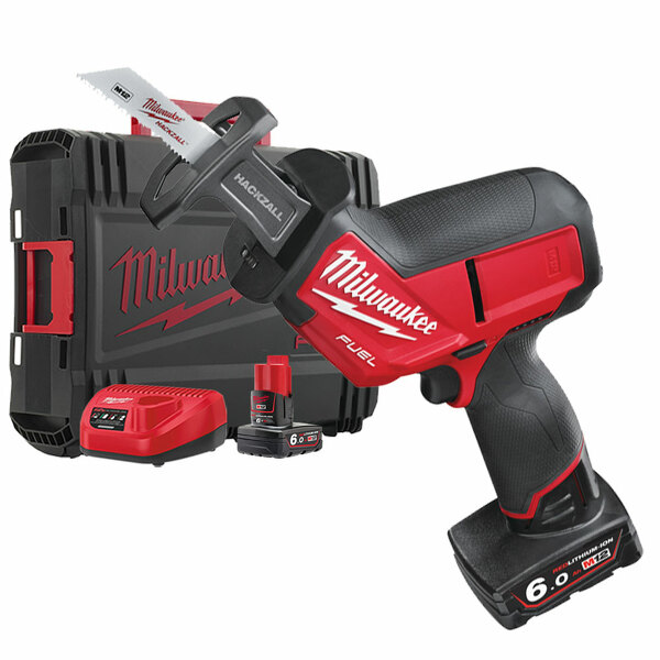 Milwaukee M12 CHZ-602X 12V Li-Ion Accu Reciprozaag Set (2x 6.0Ah Accu) In HD Box - Snelwissel - Koolborstelloos EAN: 4002395161591