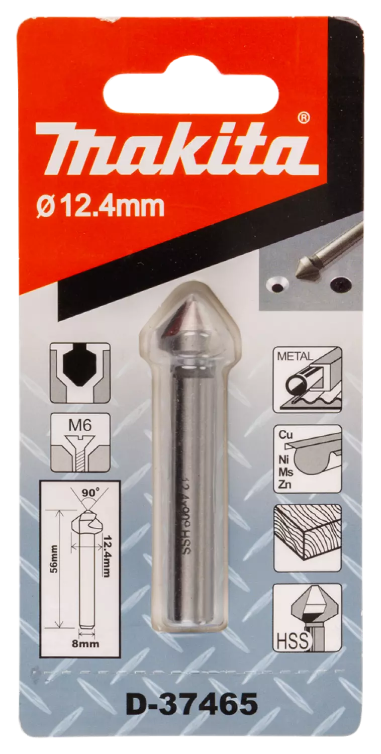 Makita D-37465 Verzinkboor 3-Cut - 12,4 X 8 X 56mm - M6