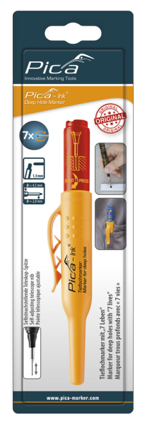 Pica 150/40 Ink Markeerstift Voor Diepe Gaten - Rood - Detailed view of the product