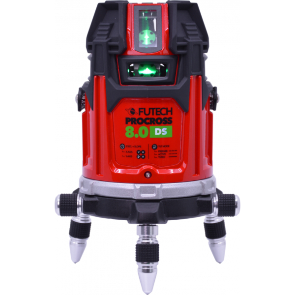 FUTECH Procross 8.0 DS Kruislijnlaser Set Incl. Statief En Ontvanger In Koffer– Groen – 2x200m - Detailed view of the product