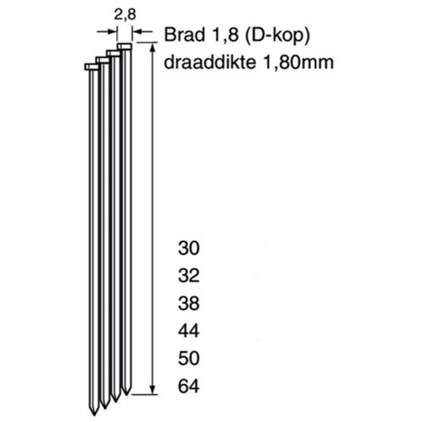 DA-brads | 32mm | 4000 stuks