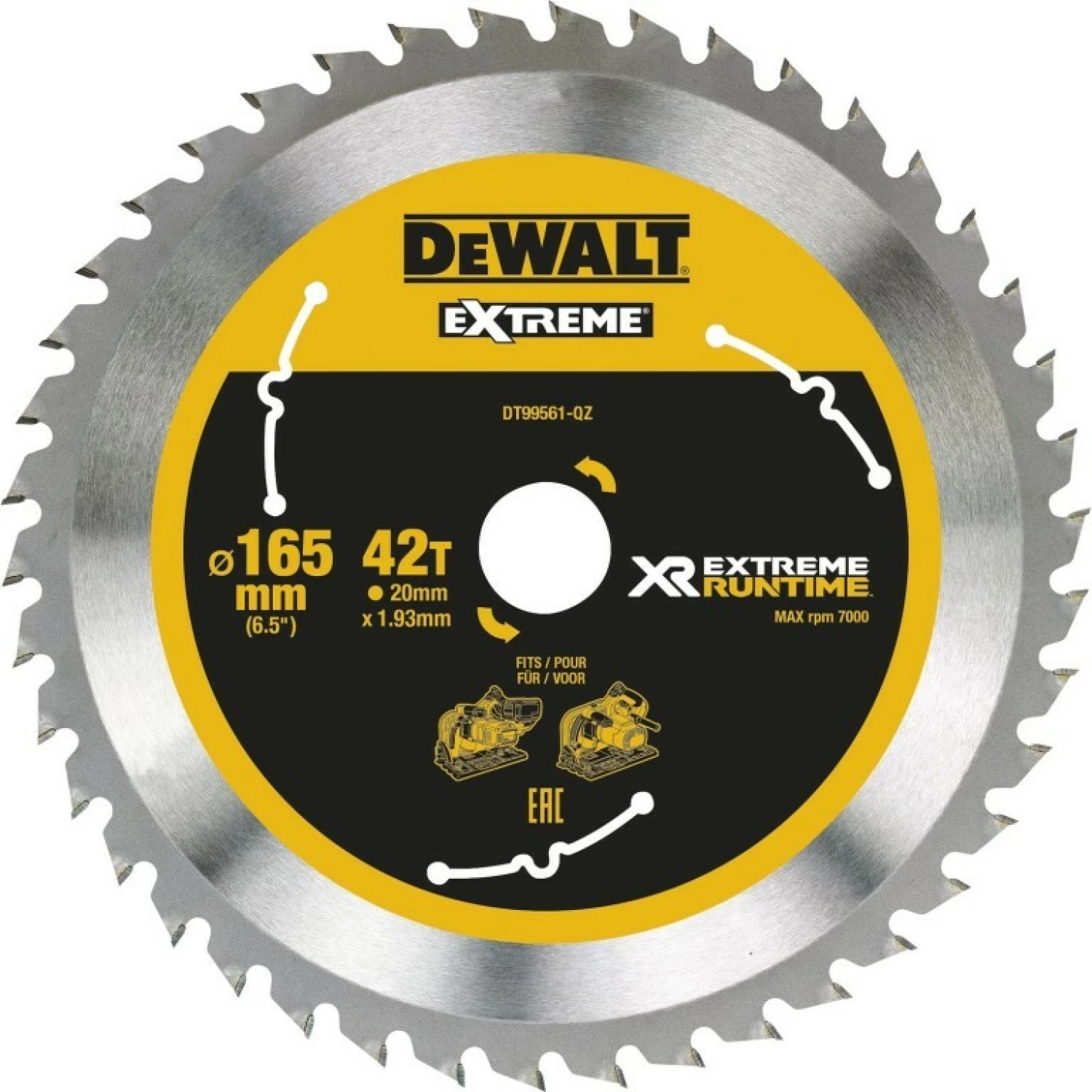 DeWALT DT99561 Cirkelzaagblad - 165 X 20 X 42T - Hout
