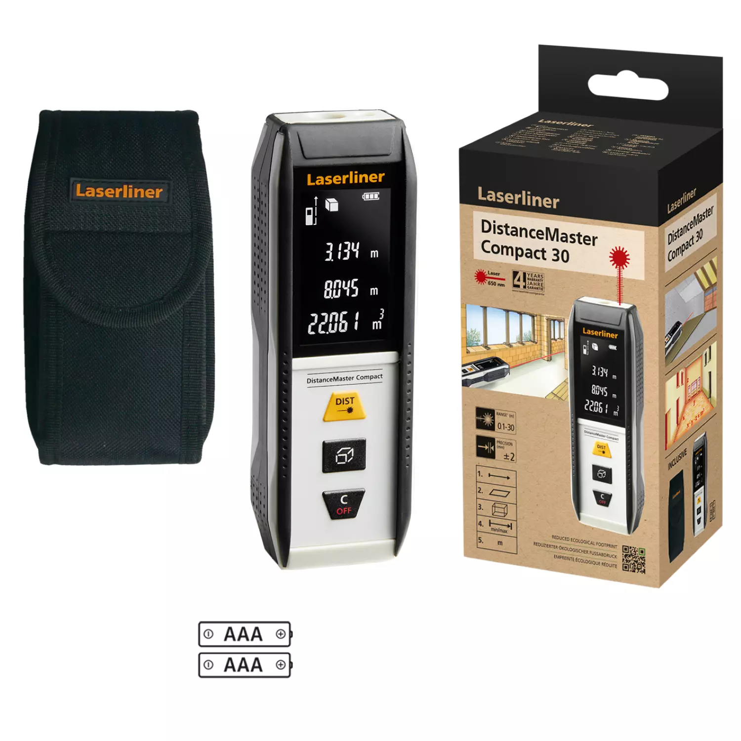 Laserliner DistanceMaster Compact 30 Afstandsmeter In Tas - 30m - Rood thumbnail 2