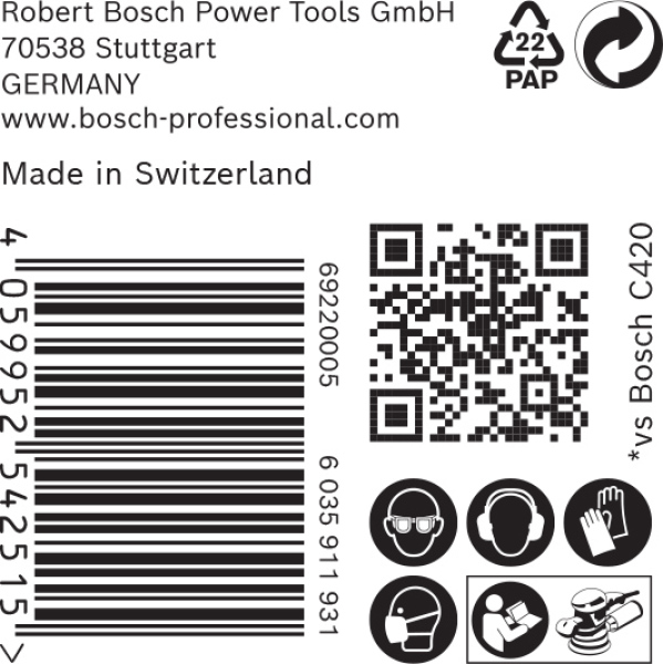 Bosch 2608900913 EXPERT Schuurvel C470 Best For Wood And Paint - 125mm - K180 - 8 Gaten (50st) - Detailed view of the product