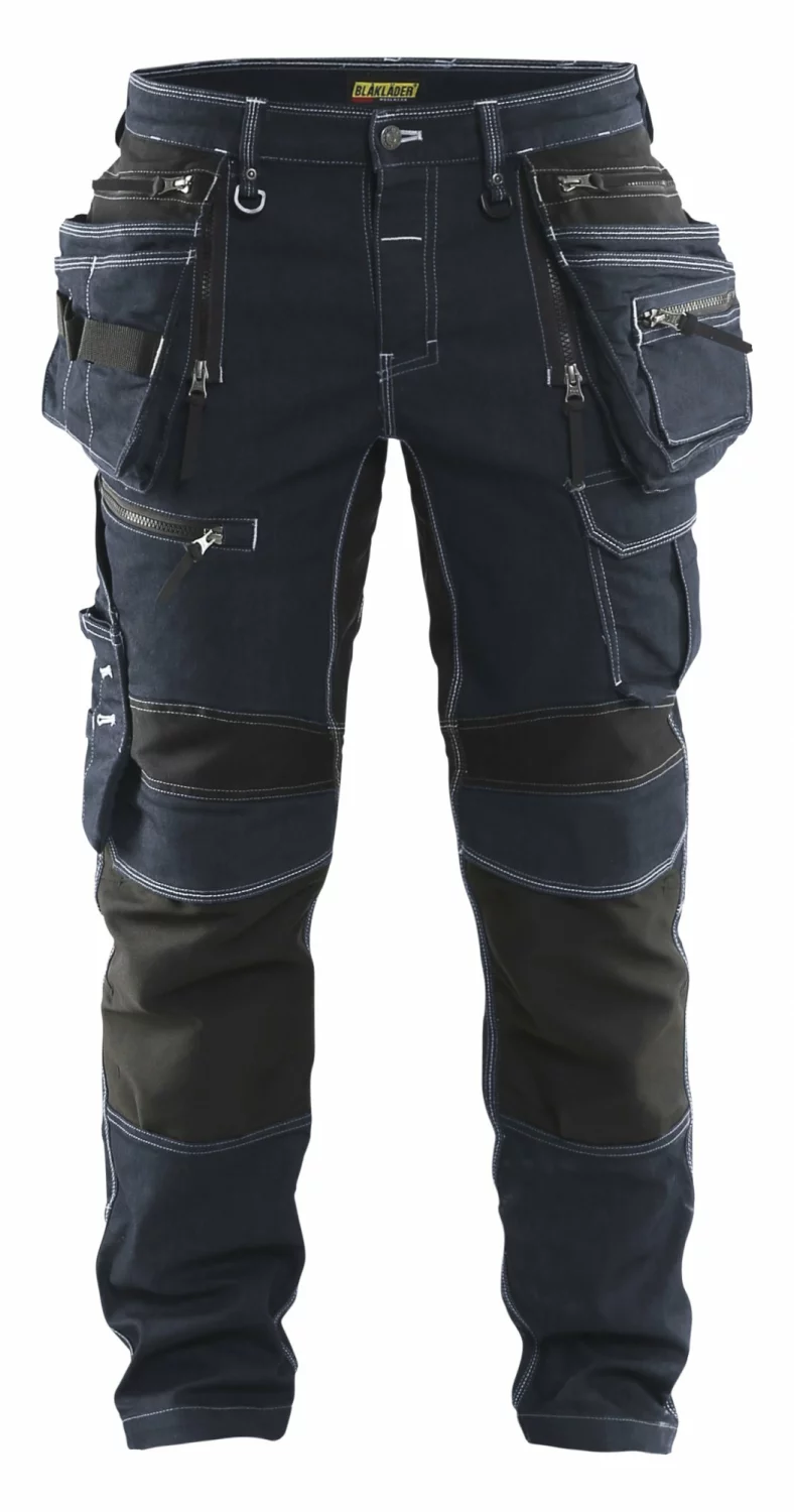 Blåkläder X1900 Werkbroek Denim Stretch 1990 - Marineblauw/zwart - Maat 56 (XL) afbeelding