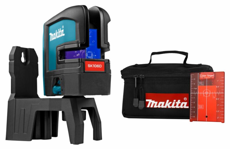 Makita SK106DZ 10.8V Li-Ion Accu Kruislijnlaser Body In Tas - 2 Lijnen - 25m - Rood EAN: 88381851916