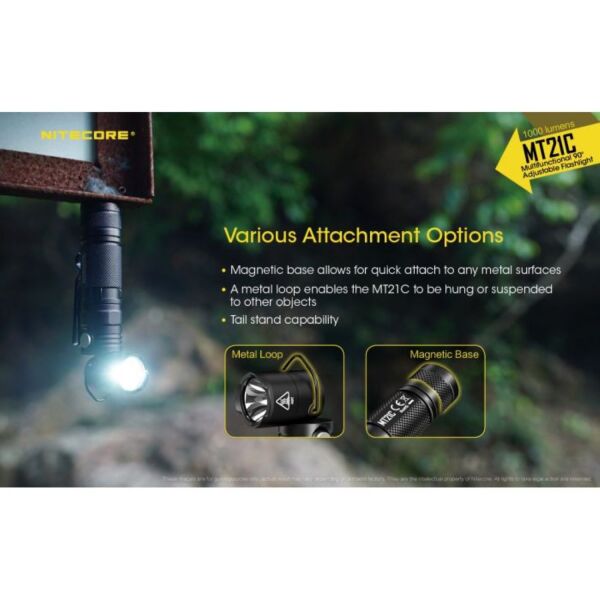 Nitecore MT21C Zaklamp Met Verstelbare Kop - 1000Lm - Detailed view of the product