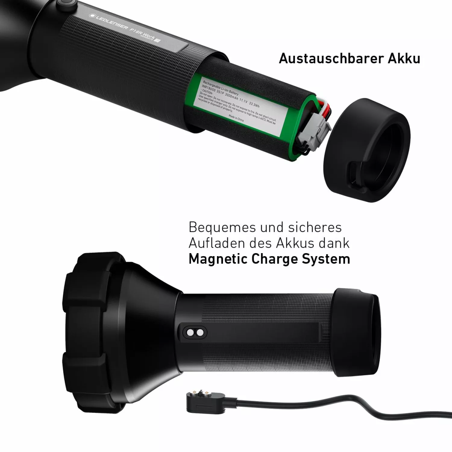 Ledlenser P18R Work 3,6V Accu LED Zaklamp - Oplaadbaar - IP54 - 4500Lm thumbnail 3