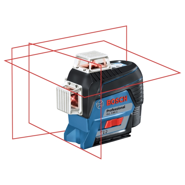 Bosch GLL 3-80 C 12V Li-Ion Accu Lijnlaser Set (1x 2.0Ah Accu) In L-boxx - Rood - Detailed view of the product