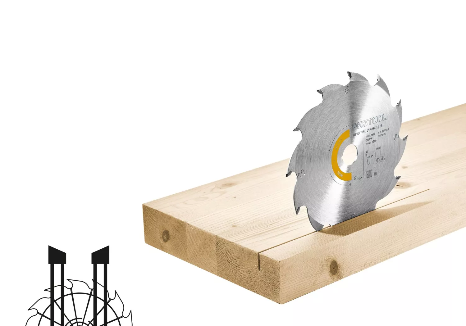 Festool 205550 HW 160x1,8x20 PW12 Panther Zaagblad - Hout - 160mm thumbnail 2