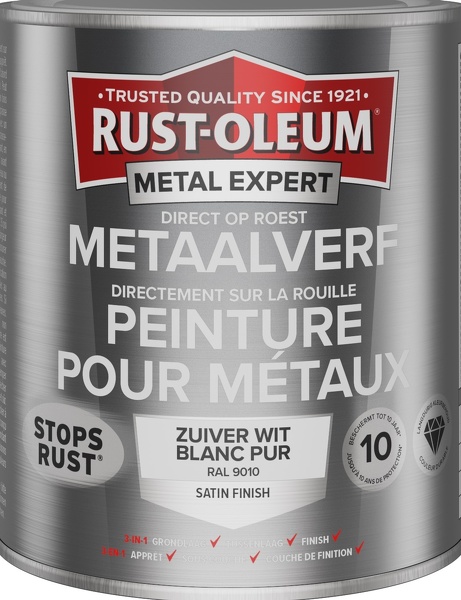 rust-oleum metal expert metaalverf satin ral 9010 0.4 ltr spuitbus