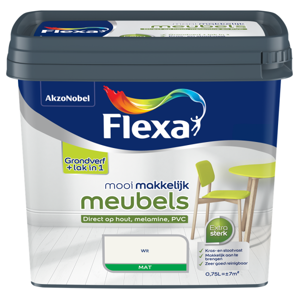 Flexa Lak Mooi Makkelijk Meubels Wit Mat 750ml