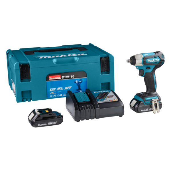 Makita DTW180RFJ 18V Li-Ion Accu Slagmoersleutel Set (2x 3,0Ah) In Mbox - 180Nm - 3/8"- Koolborstelloos - Default image for the product