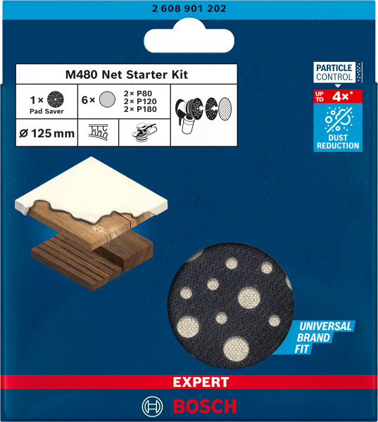 Bosch 2608901202 6-delige Expert M480 Schuurnetset + Tussenpad - 125mm - Detailed view of the product