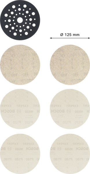 Bosch 2608901202 6-delige Expert M480 Schuurnetset + Tussenpad - 125mm - Detailed view of the product