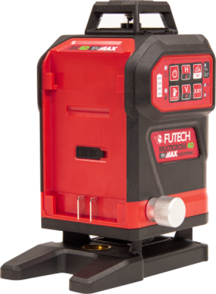 Futech Multicross 4D 18VMAX Electronic Kruislijnlaser Incl. Statief En Afstandsbediening - Groen - 4 Lijnen - IP54 - Detailed view of the product