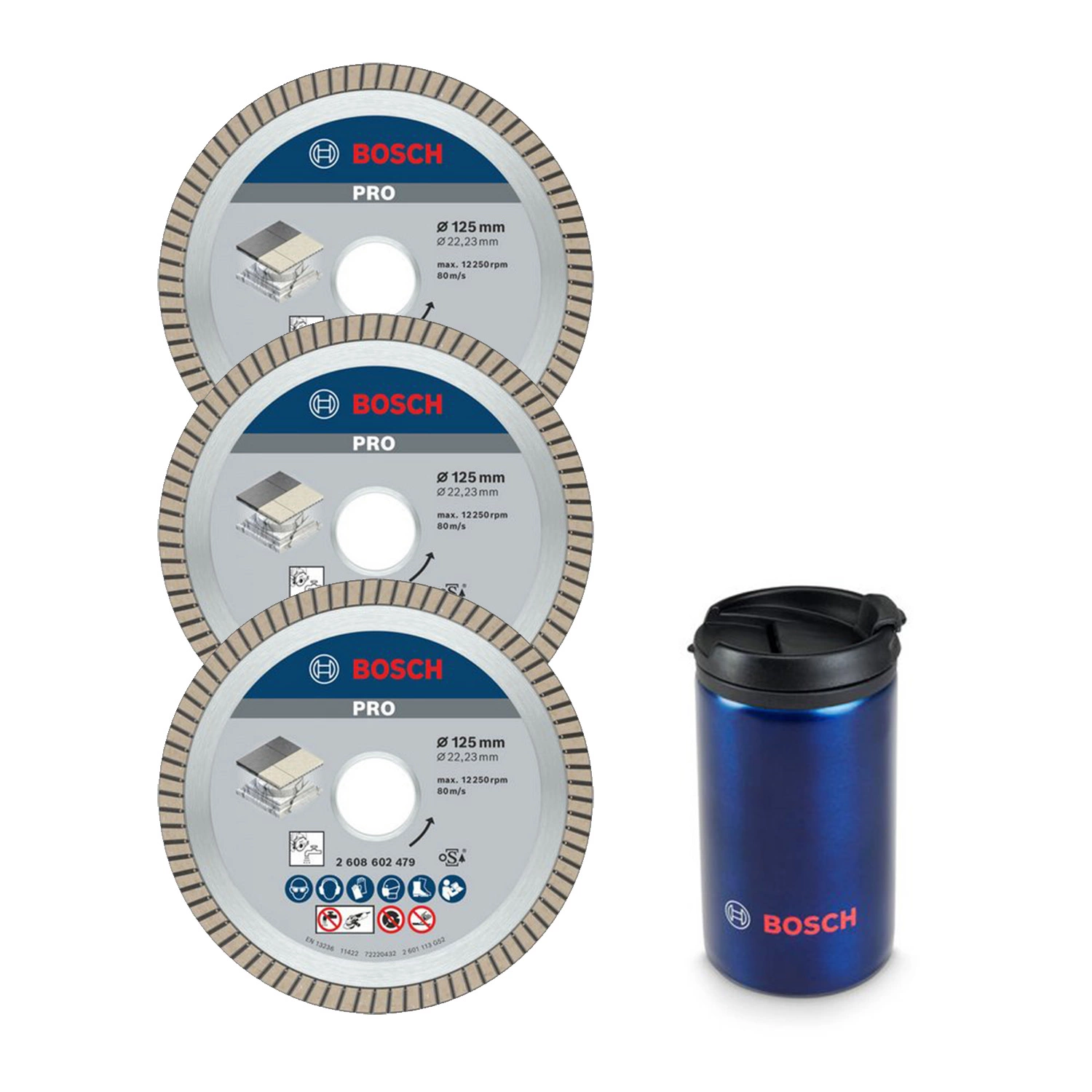 Bosch 615997670 PRO Diamantschijven Voor Tegels (3 Stuks) - 125mm - Met Thermomok