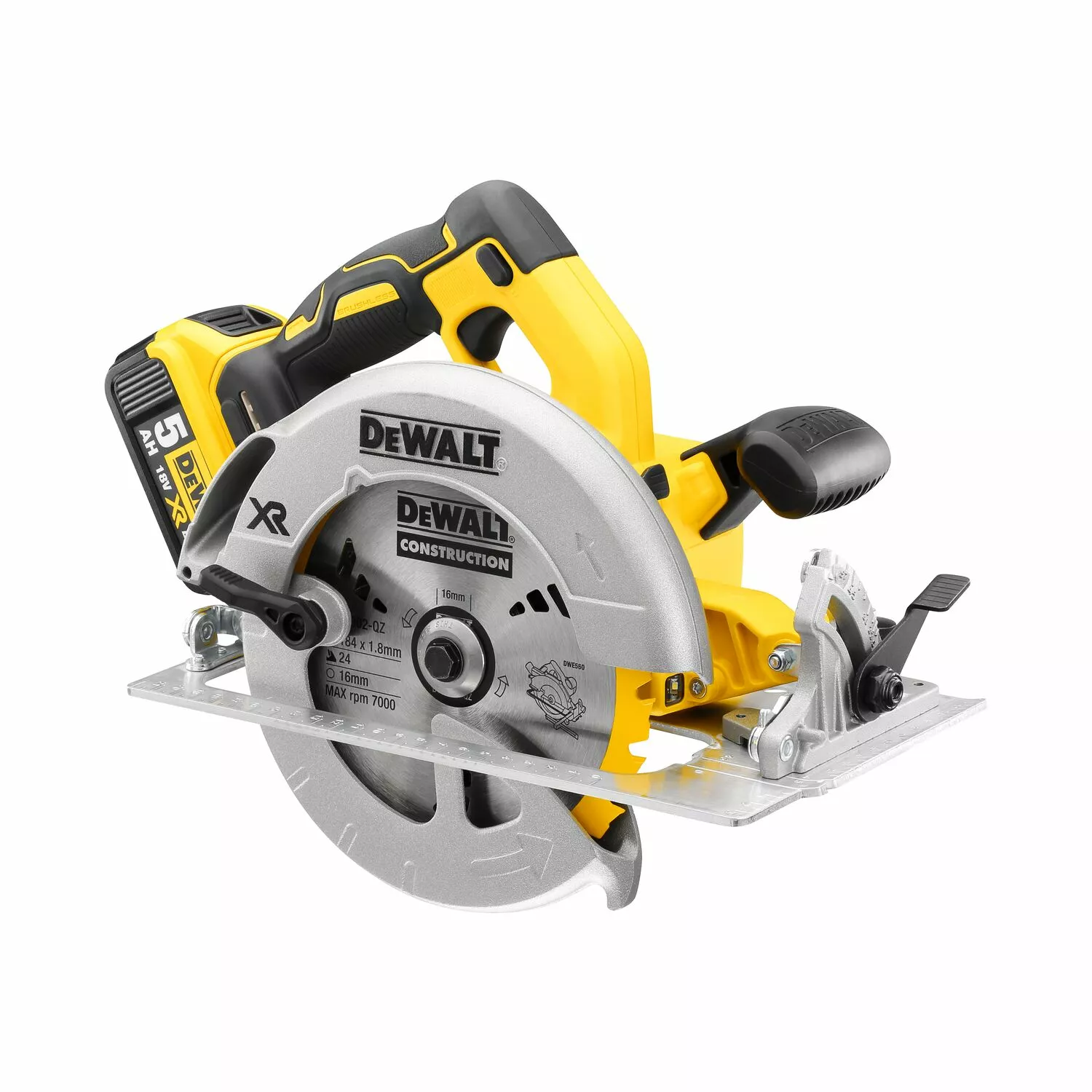 DeWALT DCS570P2-QW 18V Li-ion XR Accu Cirkelzaag Set (2x 5.0Ah) In TSTAK - 184mm thumbnail 3