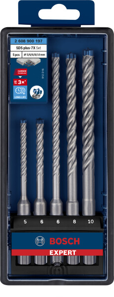 Bosch 2608900197 EXPERT 5-delige SDS-Plus Borenset-7X - 5/6/6/8/10mm - Detailed view of the product