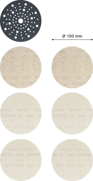 Bosch 2608901203 6-delige Expert M480 Schuurnetset + Tussenpad - 150mm - Detailed view of the product