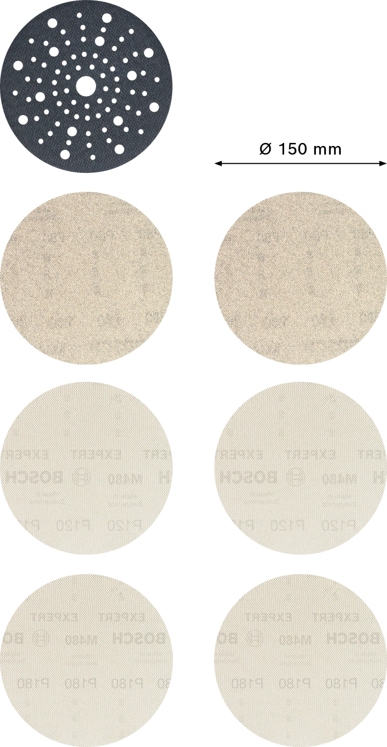 Bosch 2608901203 6-delige Expert M480 Schuurnetset + Tussenpad - 150mm thumbnail 3