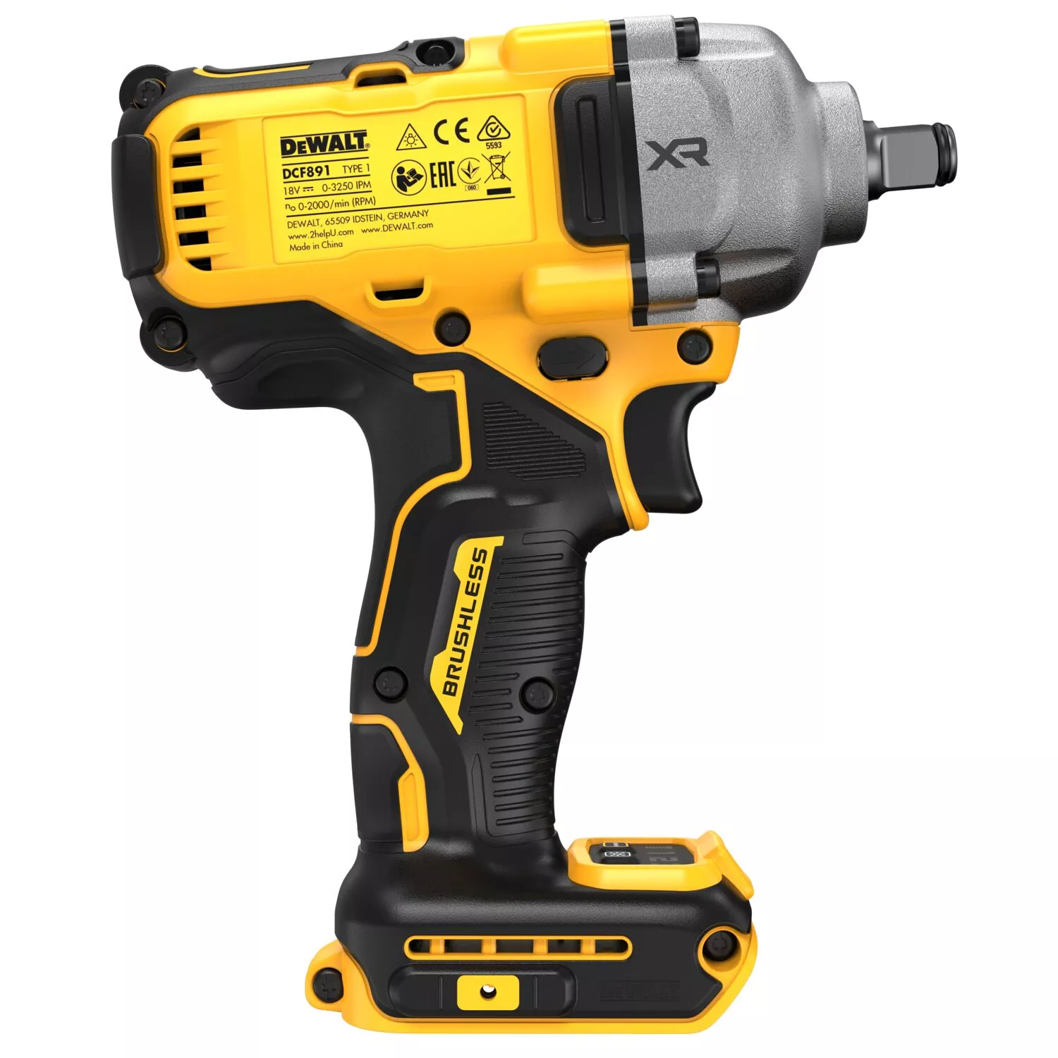DeWALT DCF891N 18V Li-ion XR Accu Slagmoersleutel Body - 1/2''- 1152Nm - Koolborstelloos thumbnail 3