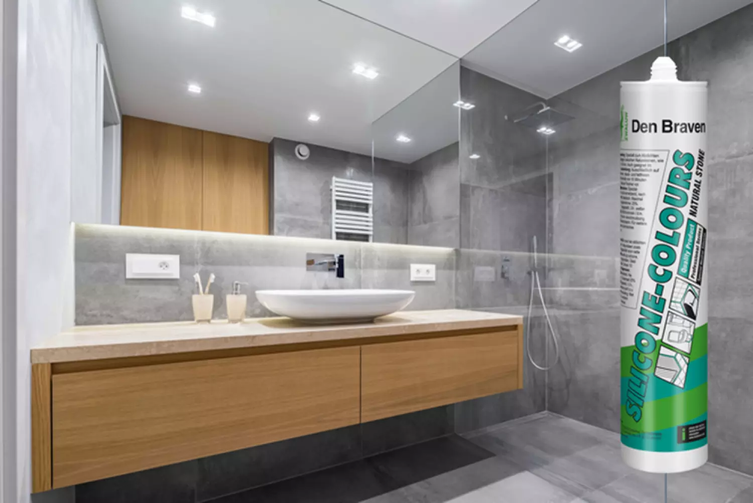 Zwaluw Den Braven 12012317 - Silicone + Natural Stone Siliconenkit - Lichtgrijs - 310ml thumbnail 2