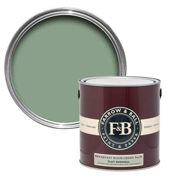 Farrow&Ball Flat Eggshell Breakfast Room Green No.81 - 2,5L afbeelding