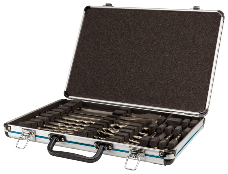 Makita D-42444 17-delige SDS-PLUS Boor-/beitel Set In Aluminium Koffer - Detailed view of the product