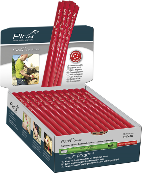 Pica 5PI54024-10 Classic Timmermanspotlood - 240mm - Grafiet (10st.) - Detailed view of the product