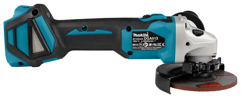 Makita DGA513ZJ 18V Li-Ion Accu Haakse Slijper Body In Mbox - 125mm - Koolborstelloos - Detailed view of the product