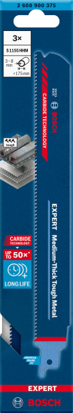 Bosch 2608900375 EXPERT Reciprozaagblad S1155HHM - Medium-Thick Tough Metal (3st) - Detailed view of the product