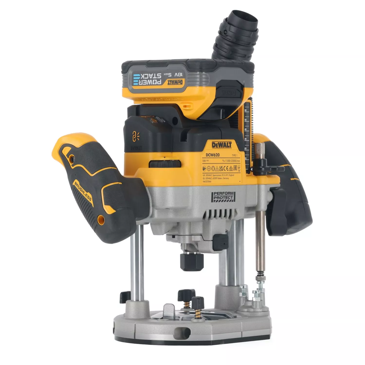 DeWALT DCW620H2 18V Li-ion Accu Bovenfrees Set (2x 5.0Ah POWERSTACK Accu) In TSTAK - 12mm thumbnail 2