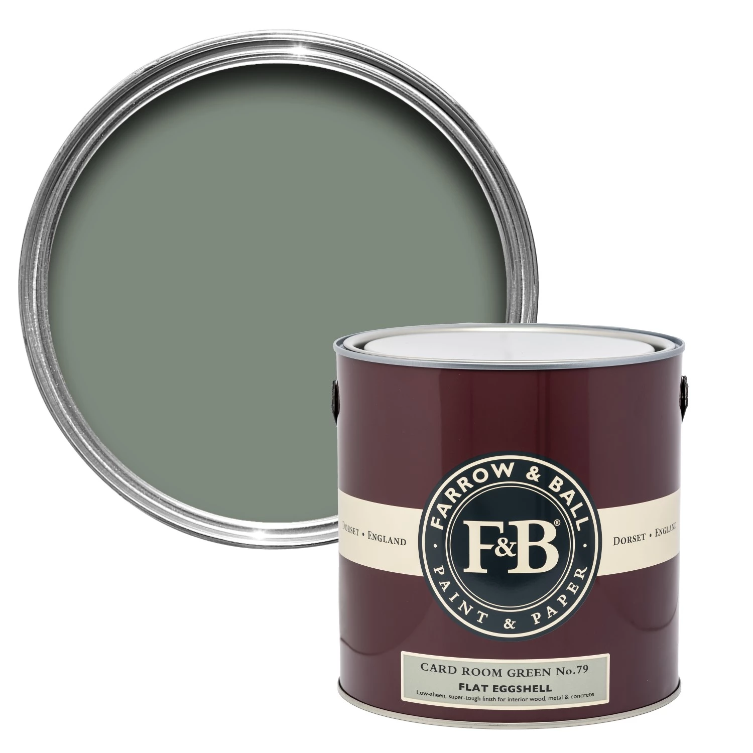 Farrow&Ball Flat Eggshell Card Room Green No.79 - 750ml