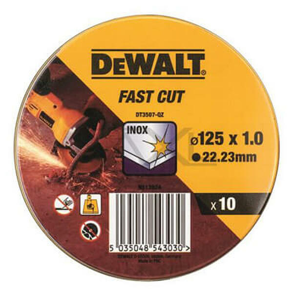 DeWalt DT3507 Doorslijpschijf - 125 x 22,23 x 1,0mm - RVS - inox (10st)