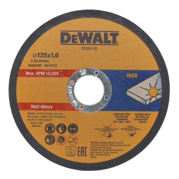DeWALT DT3507 Doorslijpschijf - 125 X 22,23 X 1,0mm - RVS - Inox (10st) - Detailed view of the product