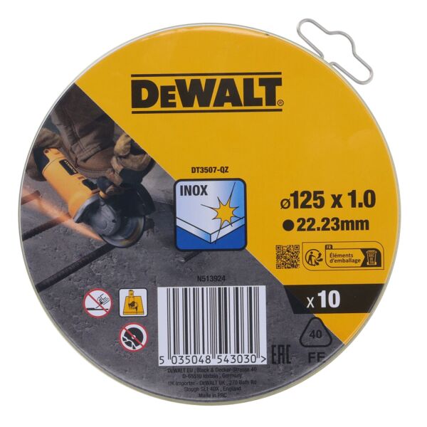 DeWALT DT3507 Doorslijpschijf - 125 X 22,23 X 1,0mm - RVS - Inox (10st)