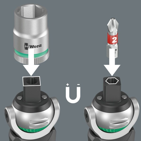 Wera 05004285001 27-delige 8009 Zyklop Pocket Set 4 Ratel- En Doppenset - 3/8"+ 1/4" - Detailed view of the product